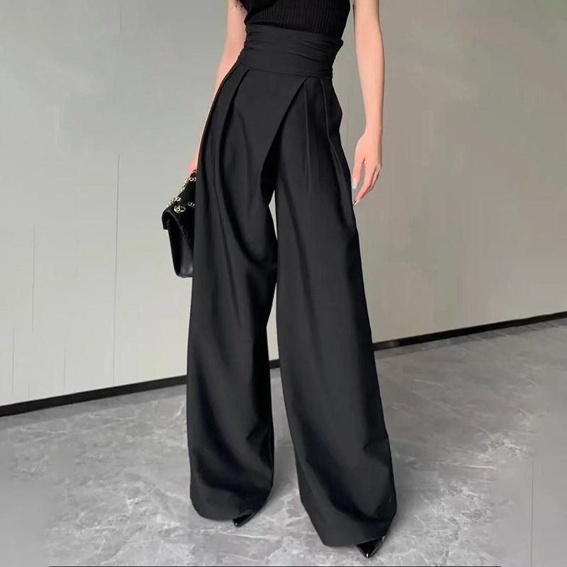 Black Wide-Leg Pants for Women – High-Waist Design - Glinyt