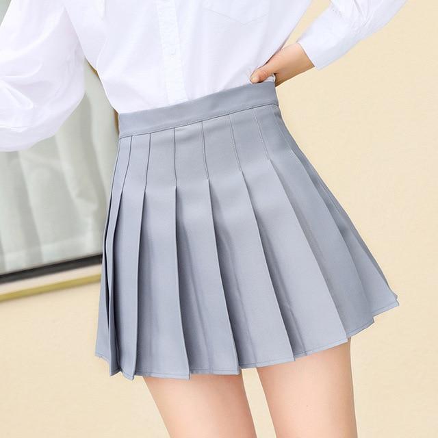 Classic Pleated Academy-Style Short Skirt – Chic Polyester Blend - Glinyt