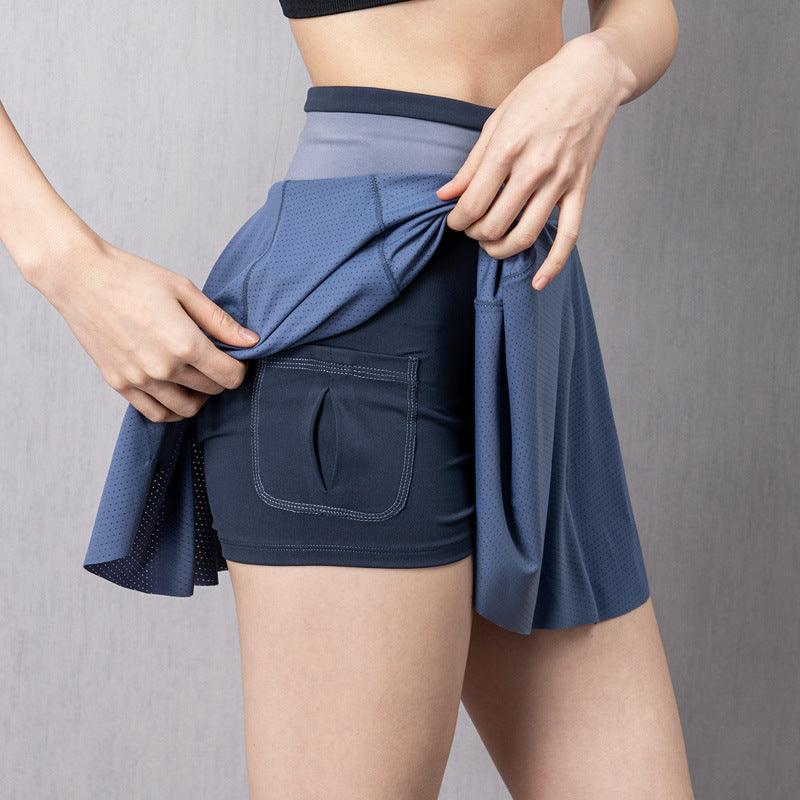 Cloud Hide High-Waist Sports Skirt – Women’s Tennis, Golf, and Badminton Skort with Phone Pocket - Glinyt