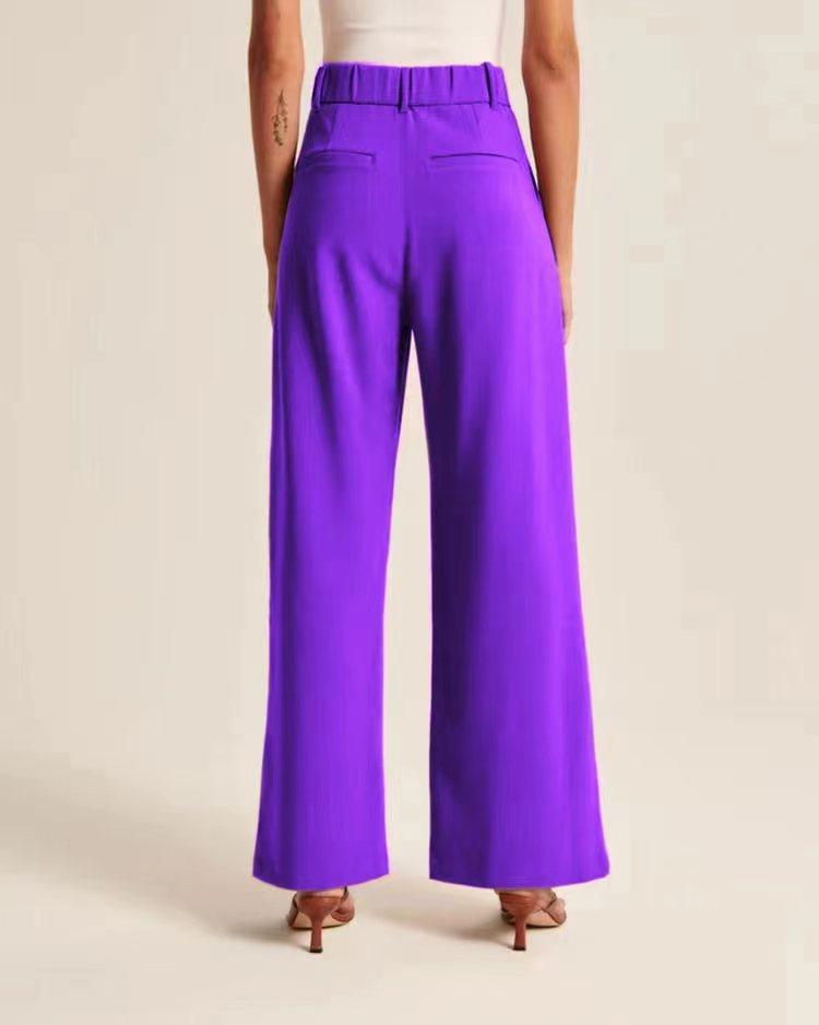 High-Waist Wide-Leg Pants with Belt - Glinyt