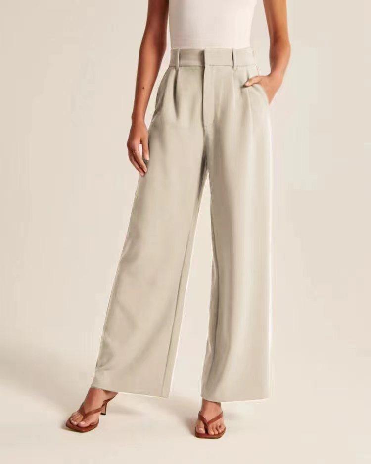 High-Waist Wide-Leg Pants with Belt - Glinyt