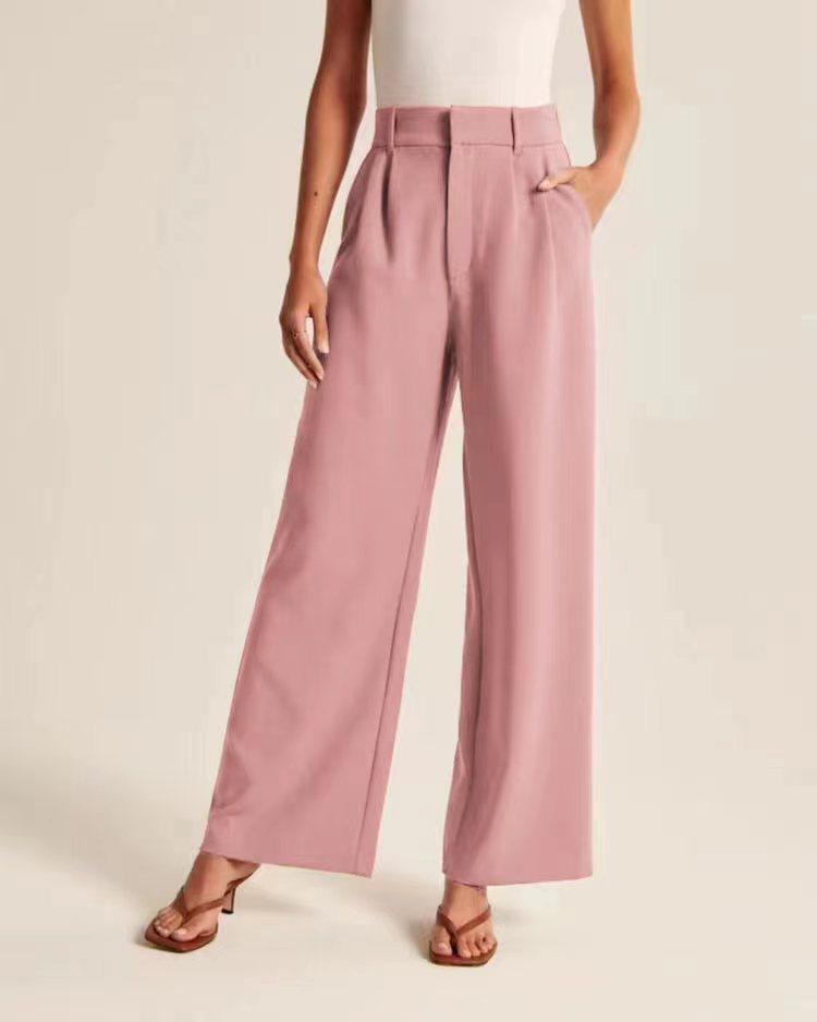 High-Waist Wide-Leg Pants with Belt - Glinyt