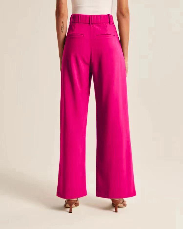 High-Waist Wide-Leg Pants with Belt - Glinyt