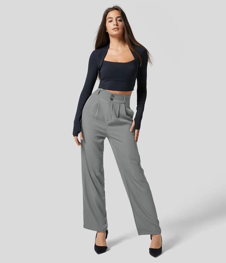 High-Waist Wide Pants - Glinyt