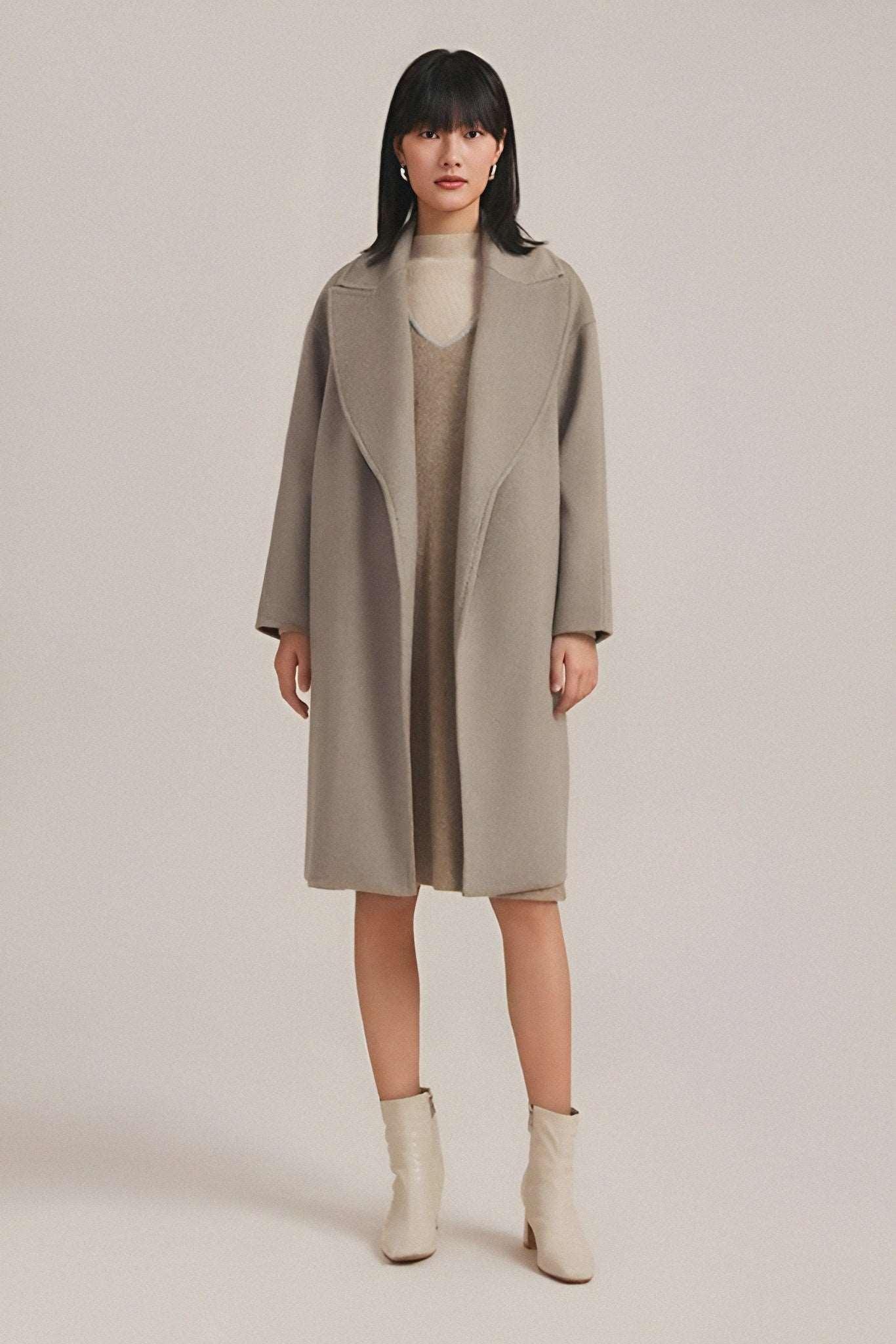 LYDIA - Medium-Length Woolen Women's Overcoat