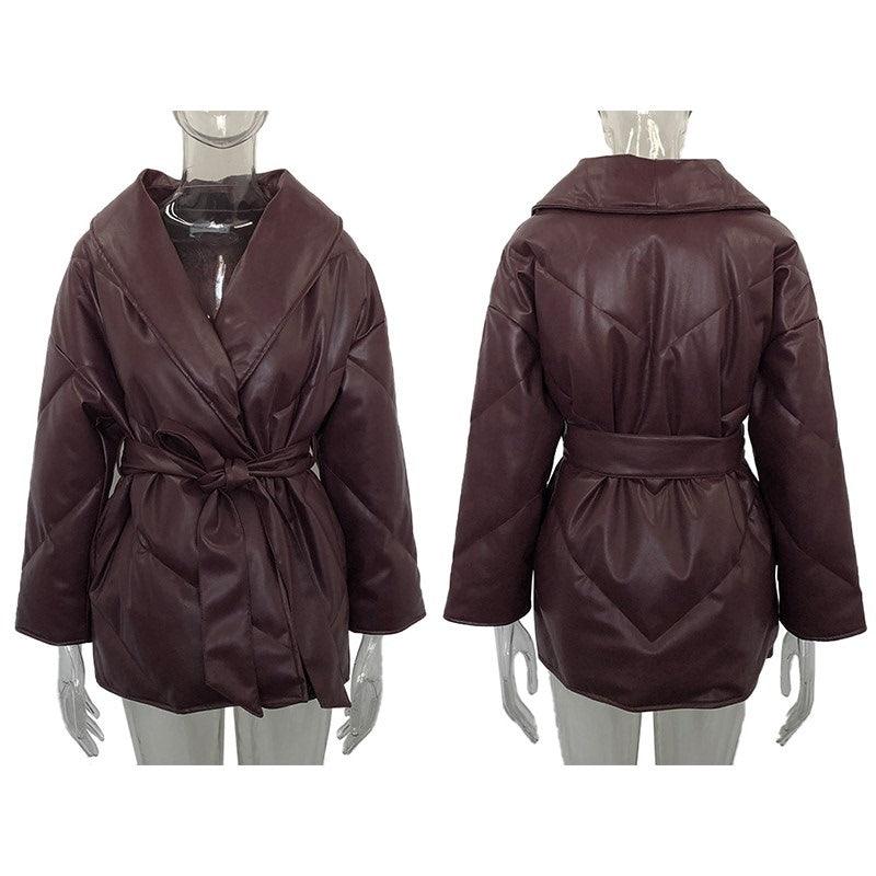 NINA - Loose Leather Winter Parkas for Women - Odyx Store