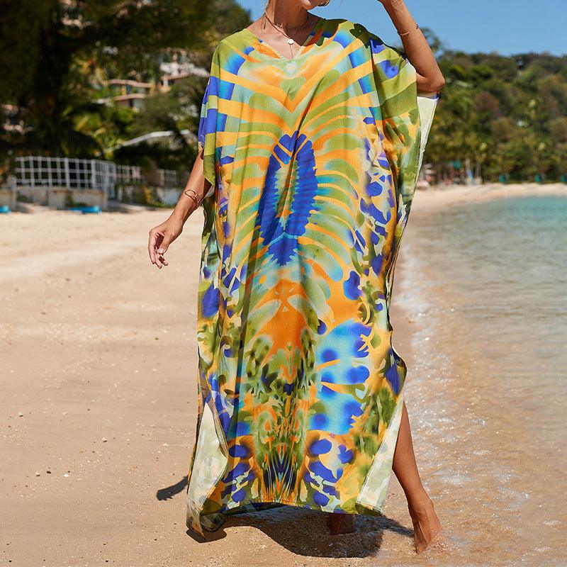 Printed Beach Vacation Dress - Glinyt