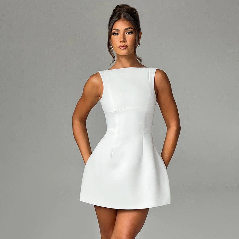 Sexy Slim-fitting Backless Dress Summer Sleeveless Short Dresses - Glinyt