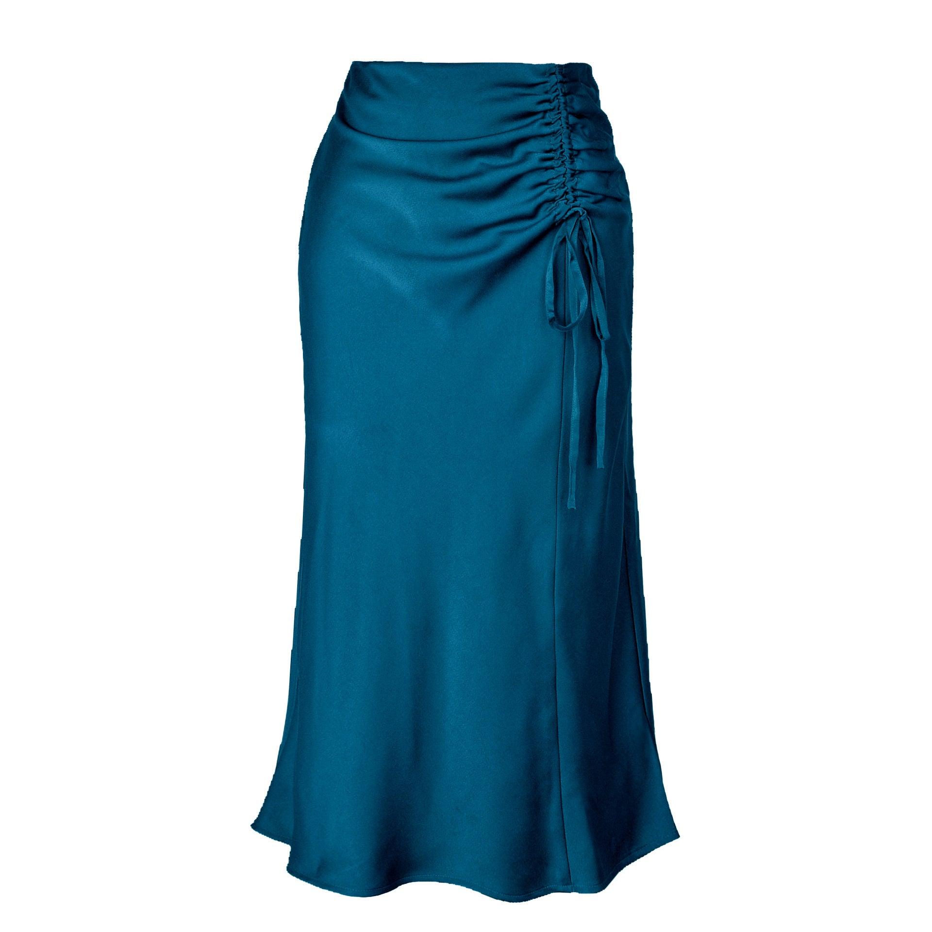 Sleek High-Waist Zippered Skirt – Slimming Design with Elegant Pleating - Glinyt