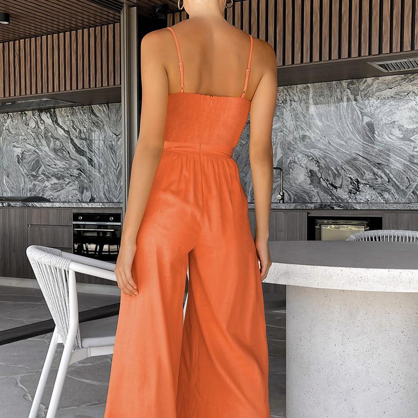 Sling Wide-leg Jumpsuit Women's Fashion Casual Loose Bodysuit - Glinyt