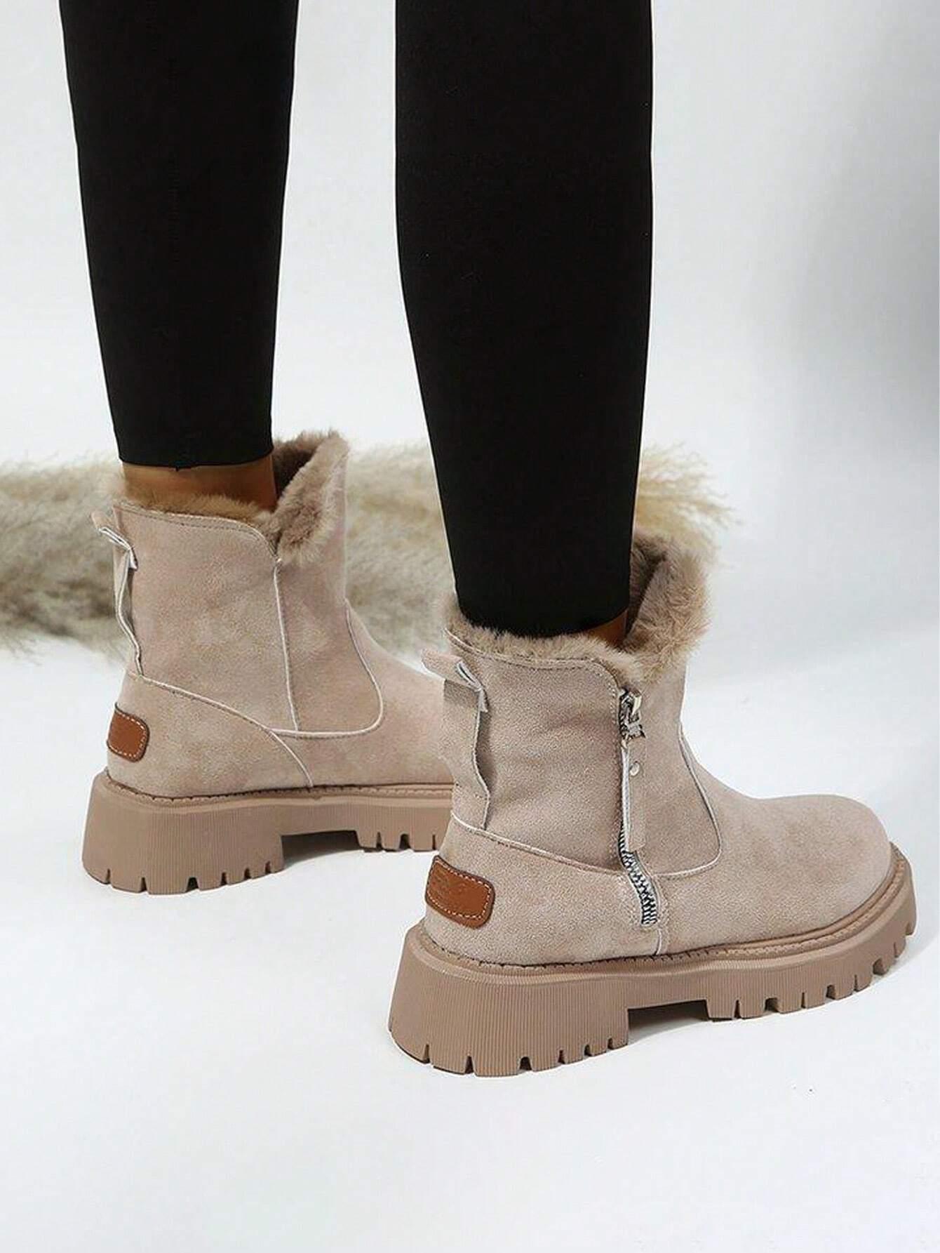 Snow Boots Fleece-lined Women's Shoes - Glinyt