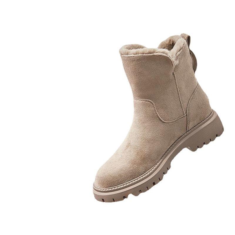 Snow Boots Fleece-lined Women's Shoes Snow Boots Thick Cotton Shoes - Glinyt