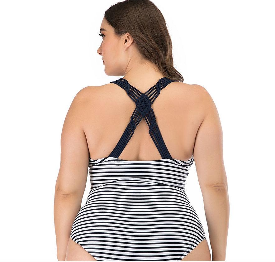 Striped One-piece Swimsuit - Glinyt