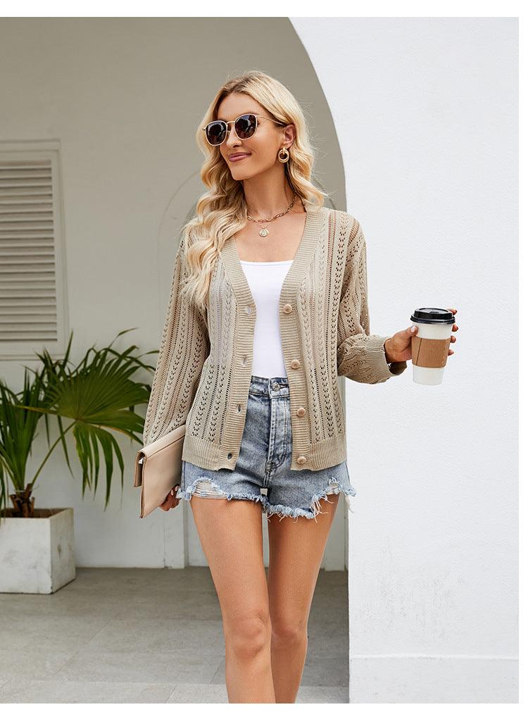 Stylish Hollowed-out Cardigan - Glinyt