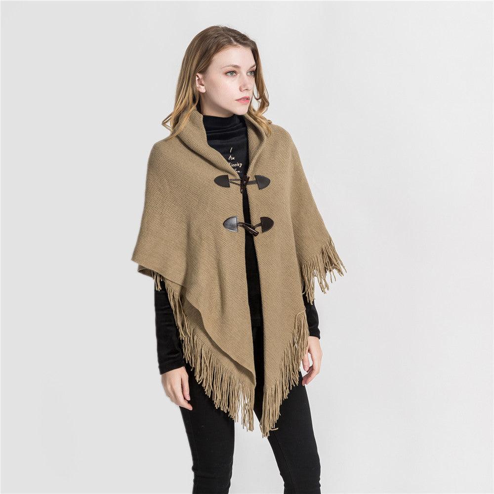 Winter Sleeveless Knitted Poncho - Glinyt