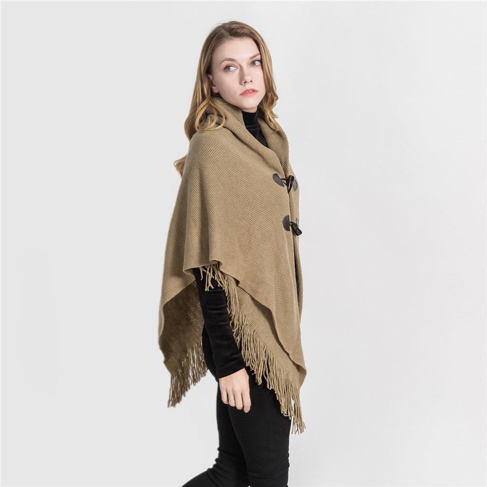 Winter Sleeveless Knitted Poncho - Glinyt