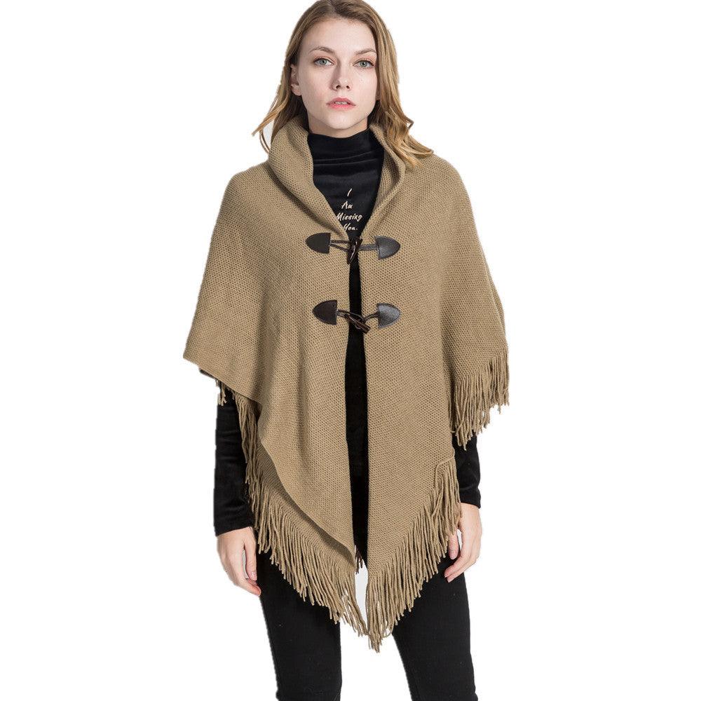 Winter Sleeveless Knitted Poncho - Glinyt