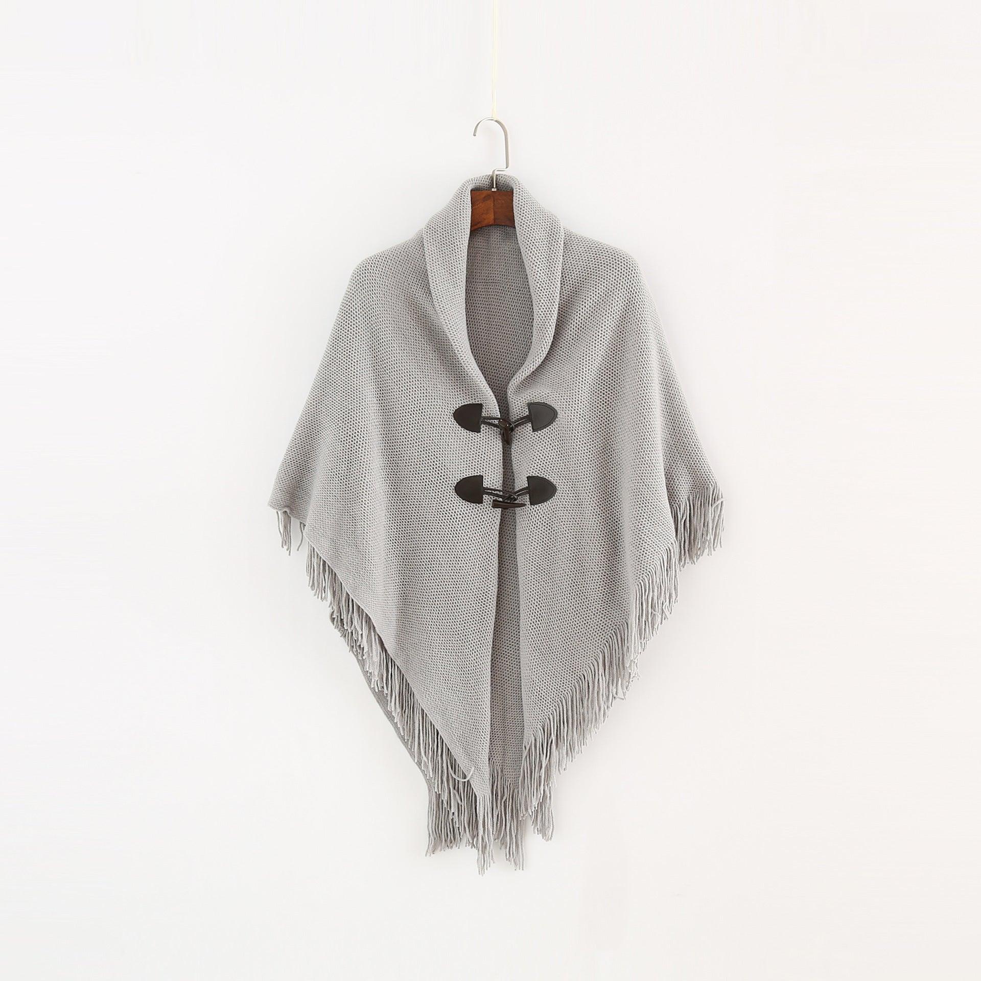 Winter Sleeveless Knitted Poncho - Glinyt