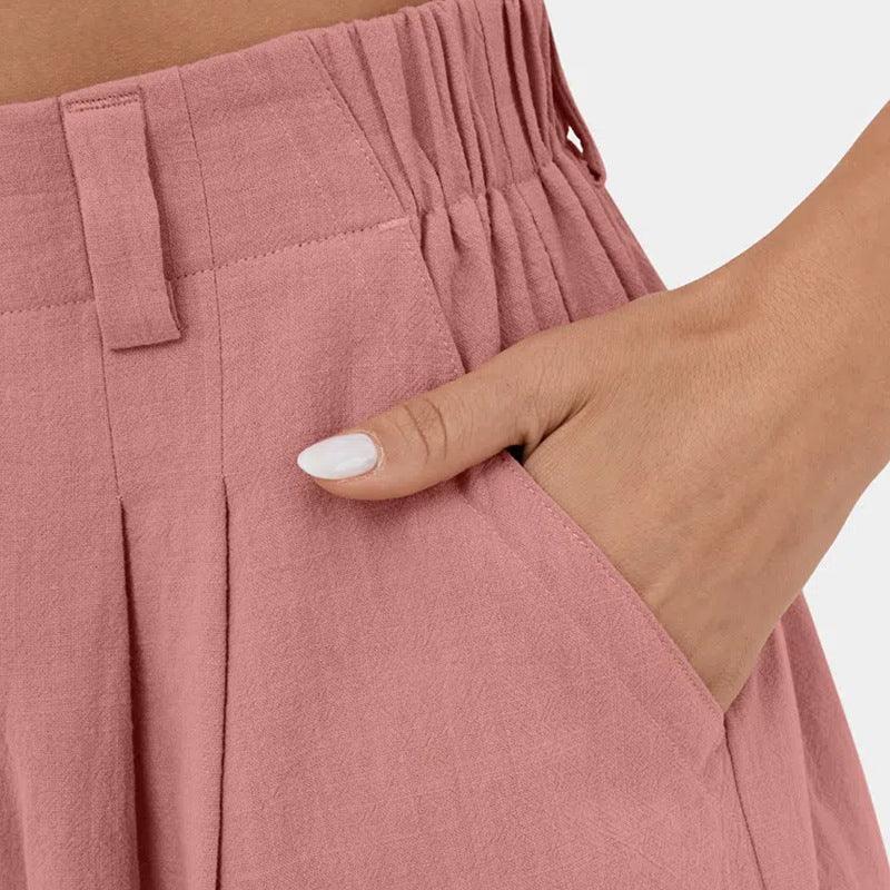 Women's Cotton High-Waist Wide-Leg Pants – Comfort Meets Style - Glinyt