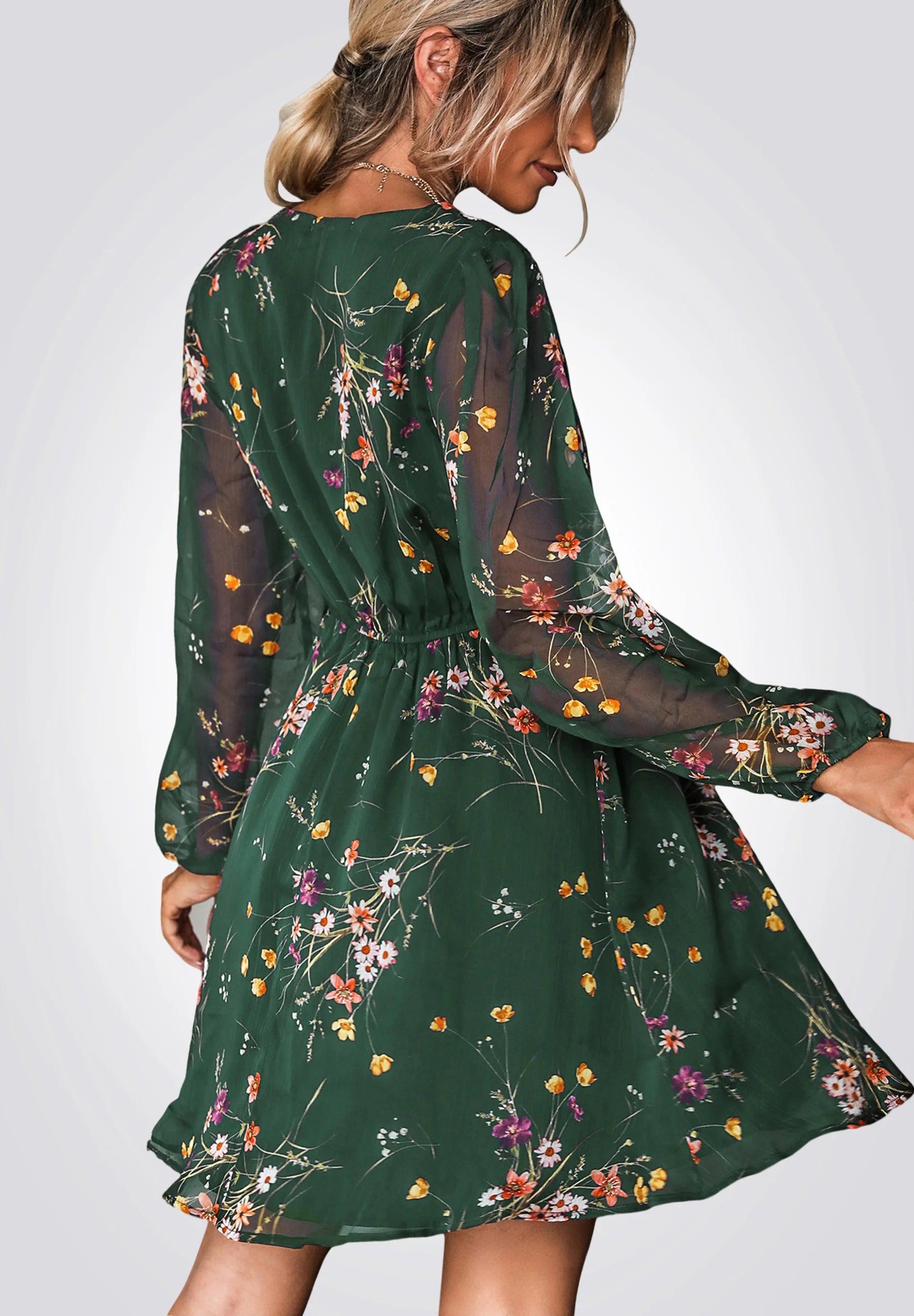 Women's Elegant Chiffon Printed Spring Dress - Glinyt