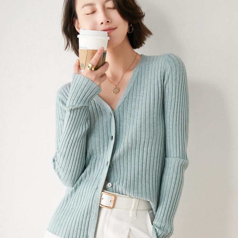 Women's Fashion Knitted Cardigan Viscose Sweater top - Glinyt