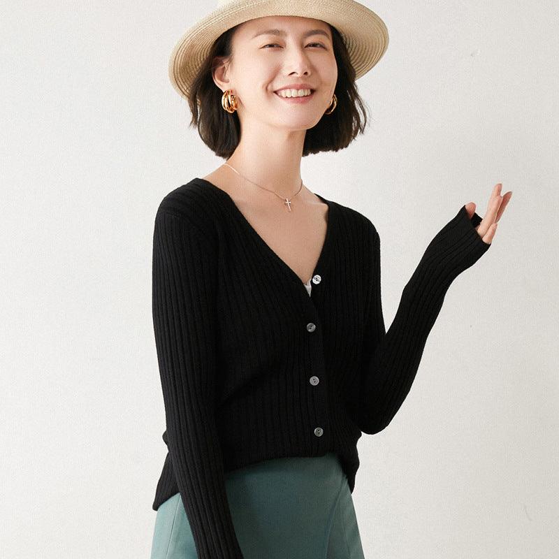 Women's Fashion Knitted Cardigan Viscose Sweater top - Glinyt