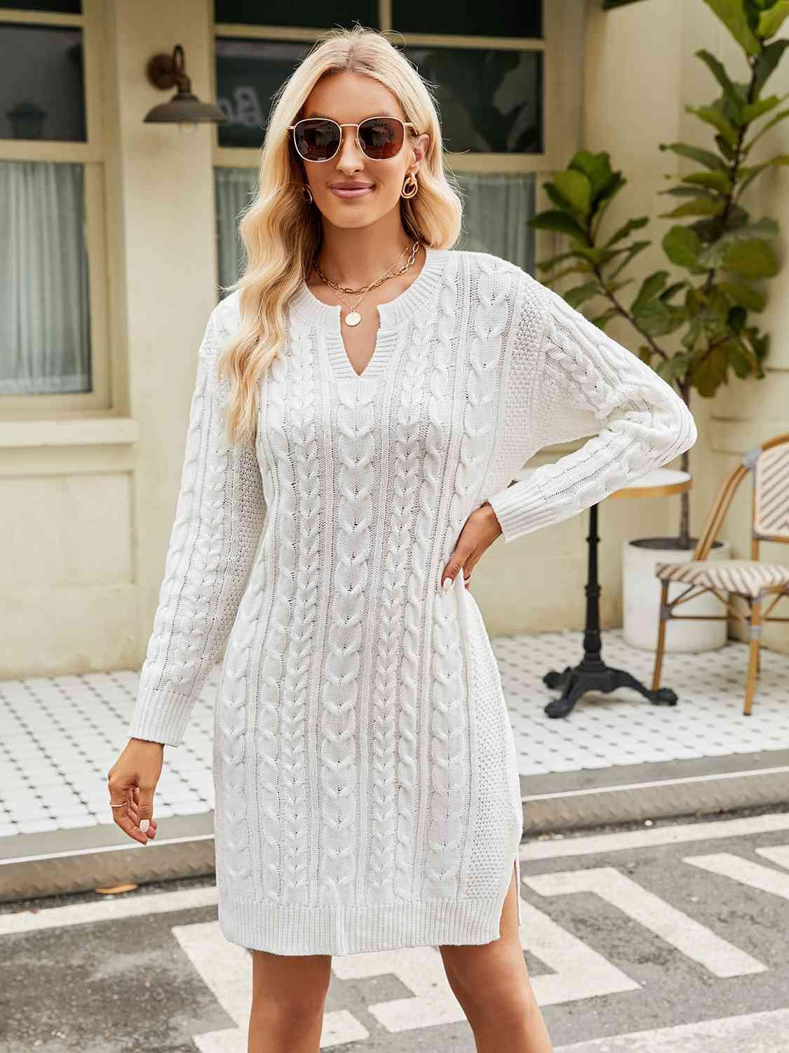 Women's Knit Midi Dress - Cozy & Elegant Knitted Dress - Glinyt